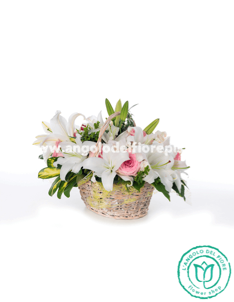 CESTO BIANCO CON TONALITA&acute; ROSA CHIARO