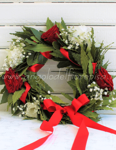 Corona di Laurea Red Luxury - 5 rose rosse